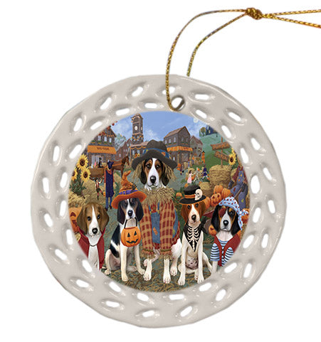 Halloween 'Round Town Treeing Walker Coonhound Dogs Ceramic Doily Ornament DPOR57711