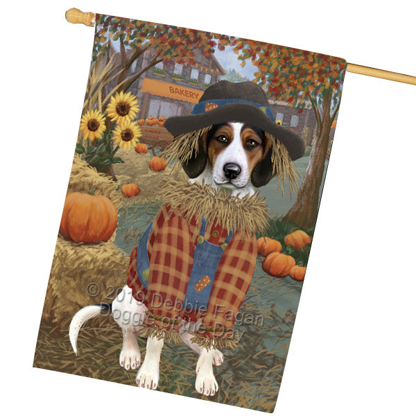 Fall Pumpkin Scarecrow Treeing Walker Coonhound Dogs House Flag FLG65984