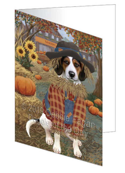 Fall Pumpkin Scarecrow Treeing Walker Coonhound Dogs Handmade Artwork Assorted Pets Greeting Cards and Note Cards with Envelopes for All Occasions and Holiday Seasons GCD78662