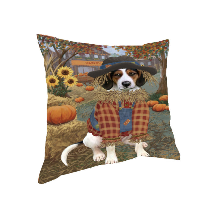 Fall Pumpkin Scarecrow Tibetan Terrier Dogs Pillow PIL85436 (18x18)