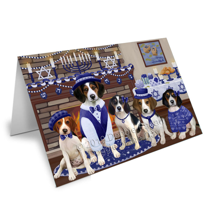 Happy Hanukkah Family Treeing Walker Coonhound Dogs Handmade Artwork Assorted Pets Greeting Cards and Note Cards with Envelopes for All Occasions and Holiday Seasons GCD78569