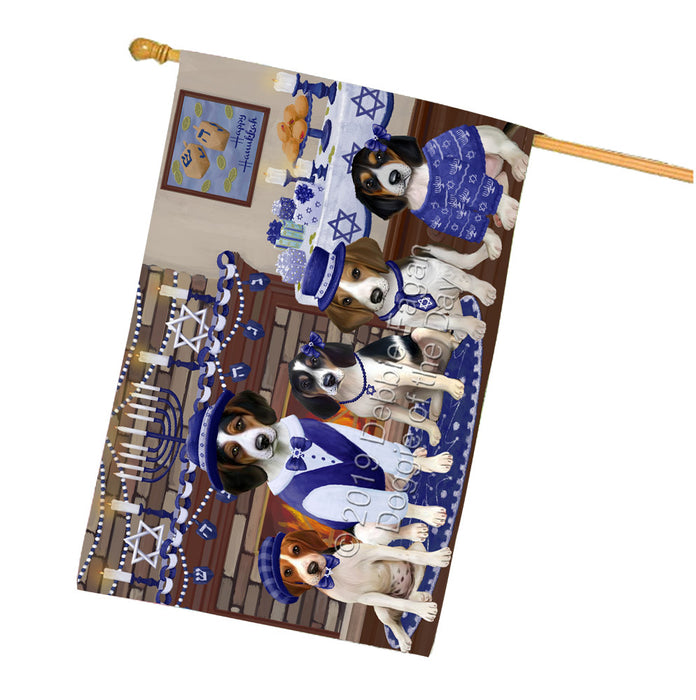 Happy Hanukkah Family Treeing Walker Coonhound Dogs House Flag FLG65953