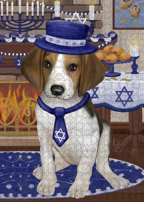 Happy Hanukkah Treeing Walker Coonhound Dog Puzzle with Photo Tin PUZ99176