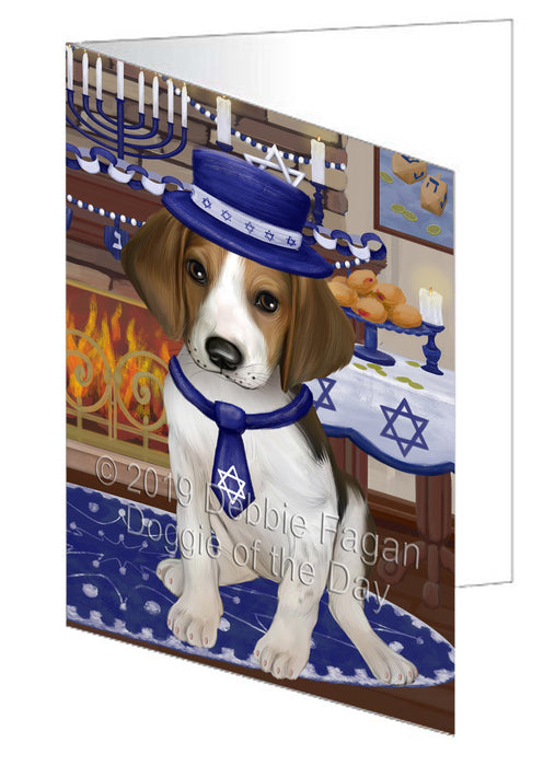 Happy Hanukkah Treeing Walker Coonhound Dog Handmade Artwork Assorted Pets Greeting Cards and Note Cards with Envelopes for All Occasions and Holiday Seasons GCD78752