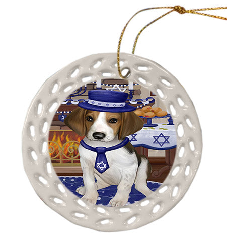 Happy Hanukkah Treeing Walker Coonhound Dog Ceramic Doily Ornament DPOR57802