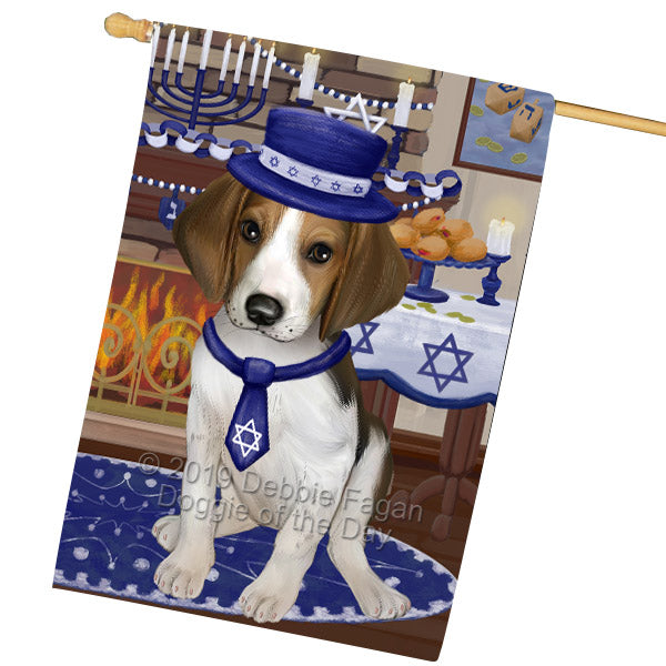 Happy Hanukkah Treeing Walker Coonhound Dog House Flag FLG66014