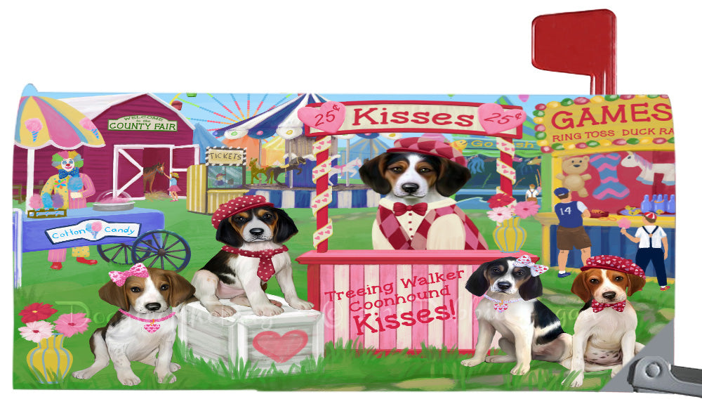 Carnival Kissing Booth Treeing Walker Coonhound Dogs Magnetic Mailbox Cover Both Sides Pet Theme Printed Decorative Letter Box Wrap Case Postbox Thick Magnetic Vinyl Material