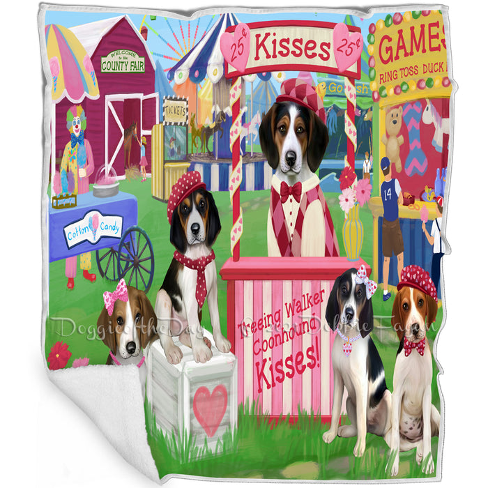 Carnival Kissing Booth Treeing Walker Coonhounds Dog Blanket BLNKT123825