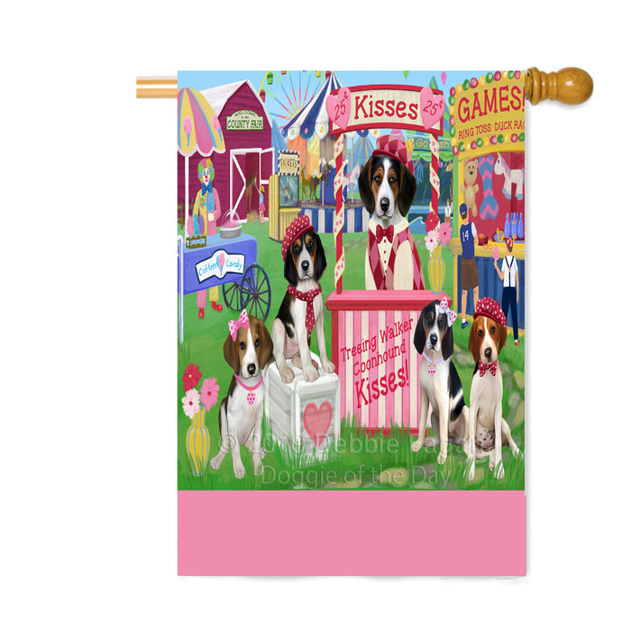 Personalized Carnival Kissing Booth Treeing Walker Coonhound Dogs Custom House Flag FLG63648
