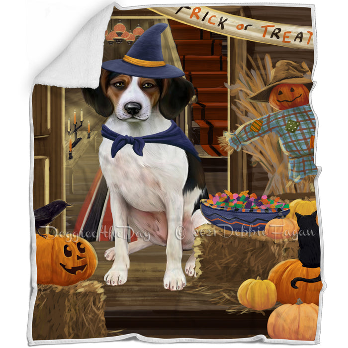 Enter at Own Risk Trick or Treat Halloween Treeing Walker Coonhound Dog Blanket BLNKT97167