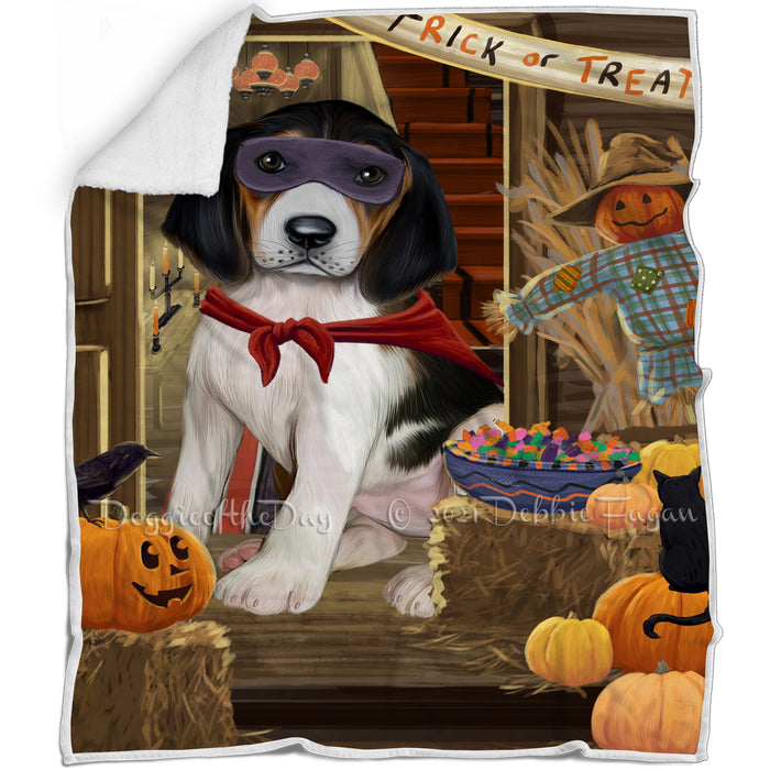 Enter at Own Risk Trick or Treat Halloween Treeing Walker Coonhound Dog Blanket BLNKT97176