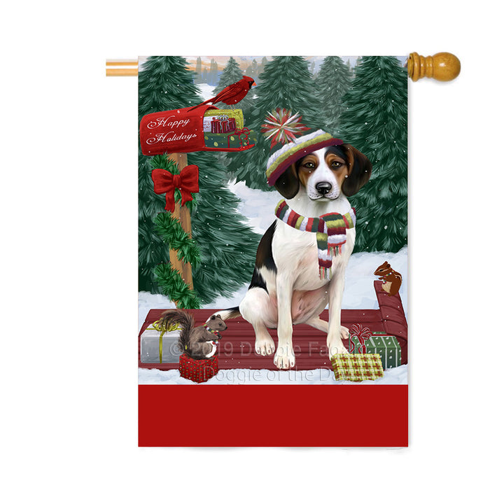 Personalized Merry Christmas Woodland Sled Treeing Walker Coonhound Dog Custom House Flag FLG-DOTD-A61770