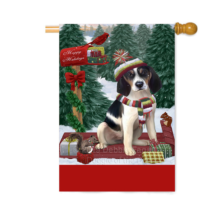 Personalized Merry Christmas Woodland Sled Treeing Walker Coonhound Dog Custom House Flag FLG-DOTD-A61771