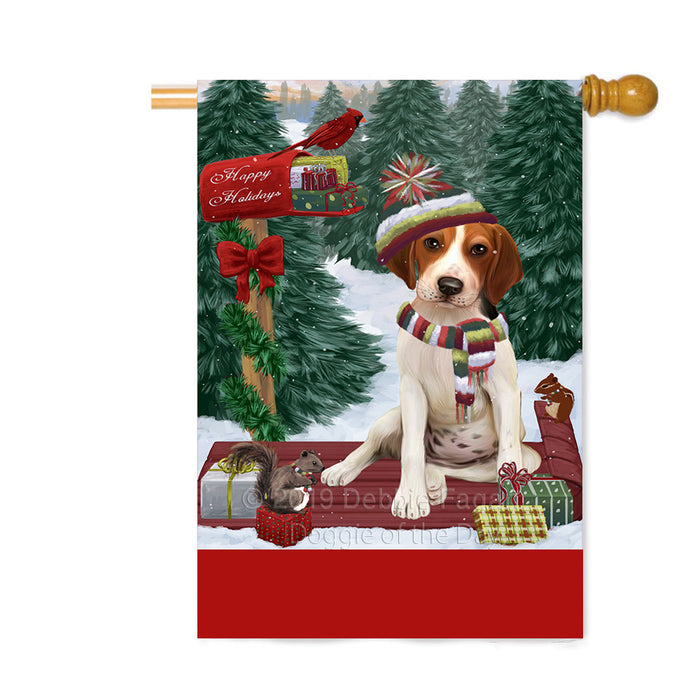 Personalized Merry Christmas Woodland Sled Treeing Walker Coonhound Dog Custom House Flag FLG-DOTD-A61772