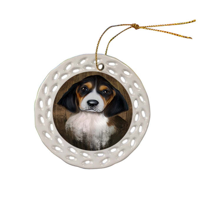 Rustic Treeing Walker Coonhound Dog Ceramic Doily Ornament DPOR49586