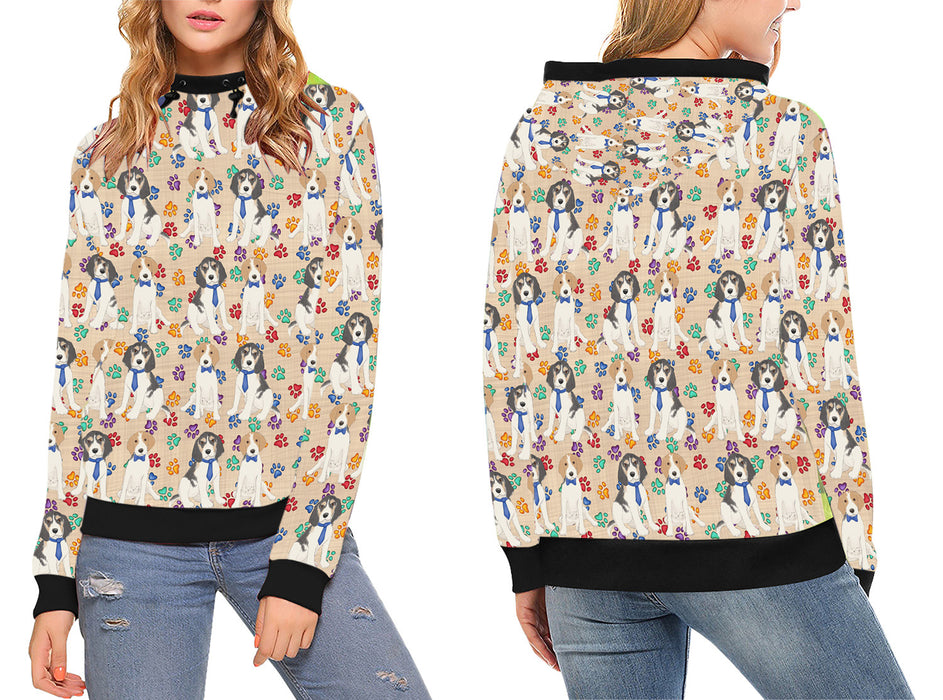 Rainbow Paw Print Treeing Walker Coonhound Dogs High Neck Pullover Women's Hoodie WH49173