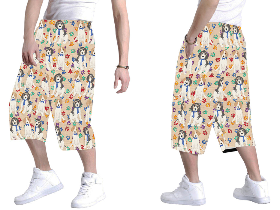Rainbow Paw Print Treeing Walker Coonhound Dogs Blue All Over Print Men's Baggy Shorts