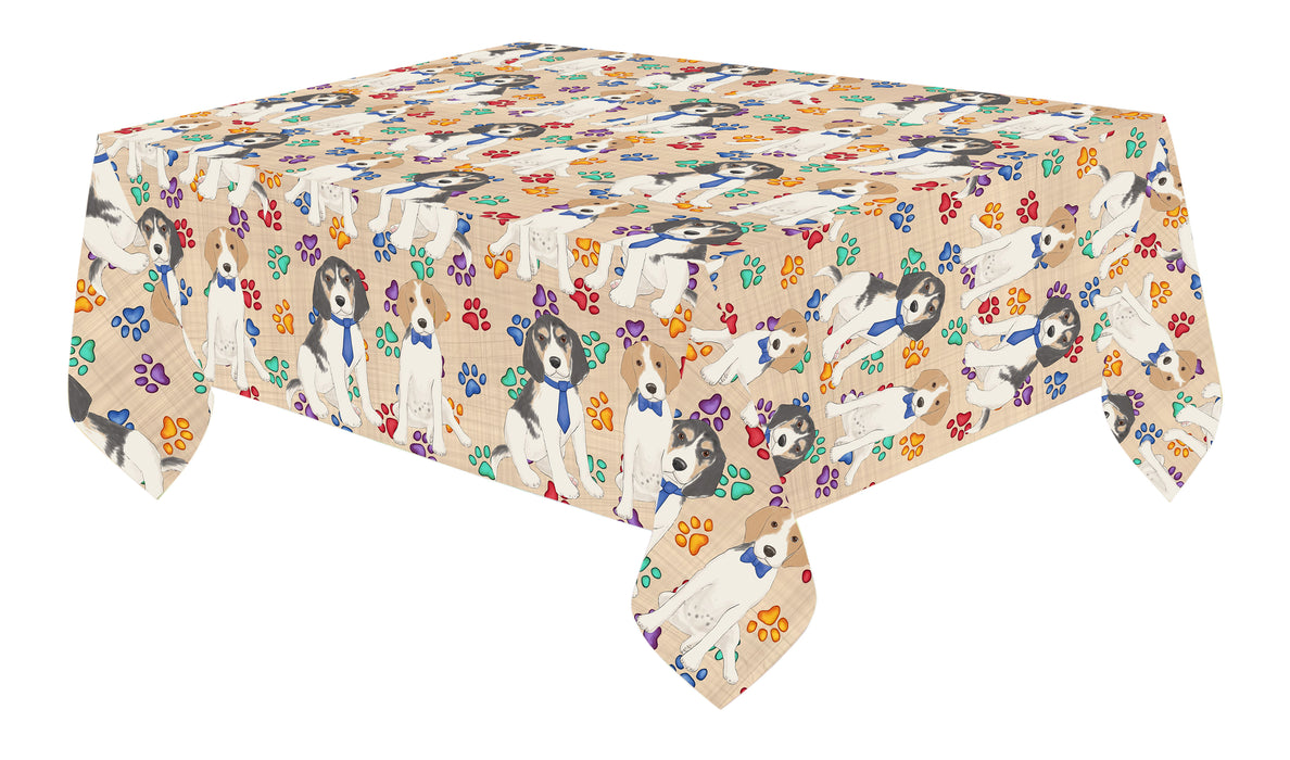 Rainbow Paw Print Treeing Walker Coonhound Dogs Blue Cotton Linen Tablecloth