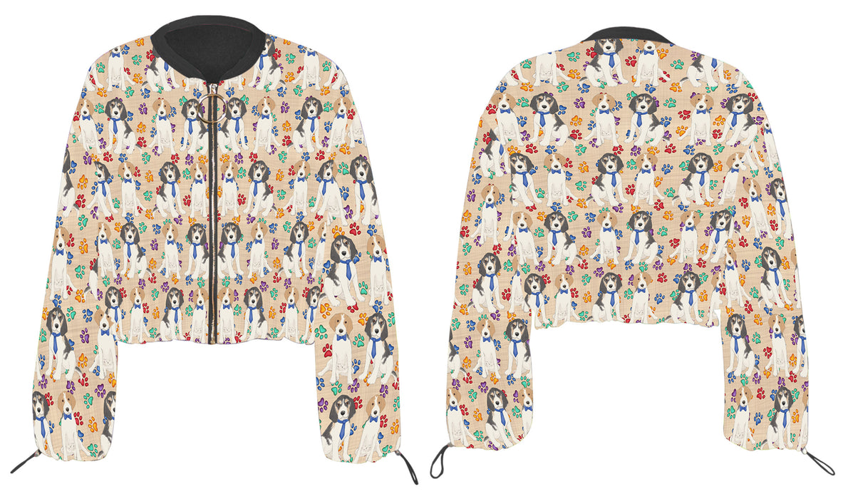 Rainbow Paw Print Treeing Walker Coonhound Dogs Cropped Chiffon Women's Jacket WH50625