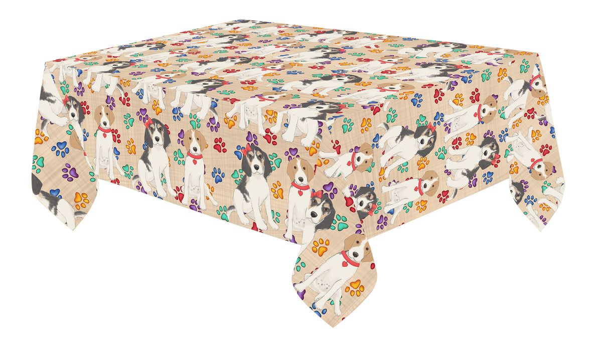Rainbow Paw Print Treeing Walker Coonhound Dogs Red Cotton Linen Tablecloth