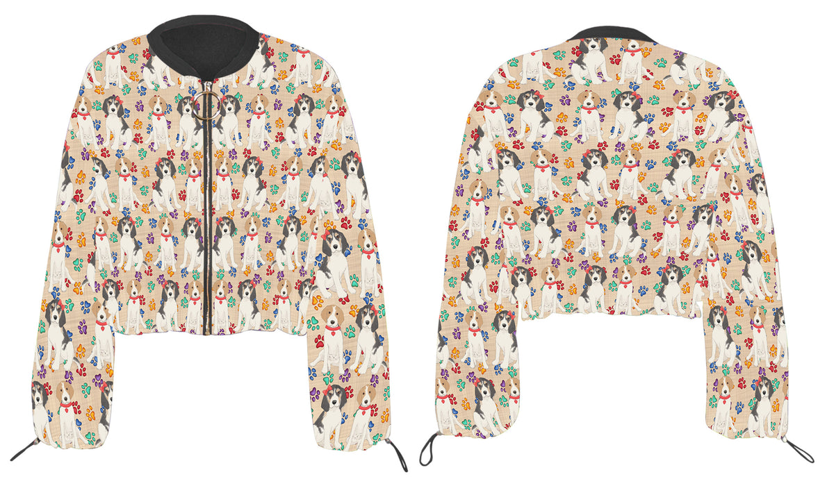 Rainbow Paw Print Treeing Walker Coonhound Dogs Cropped Chiffon Women's Jacket WH50626