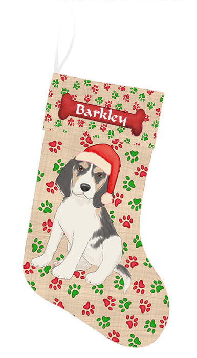 Pet Name Personalized Christmas Paw Print Treeing Walker Coonhound Dogs Stocking