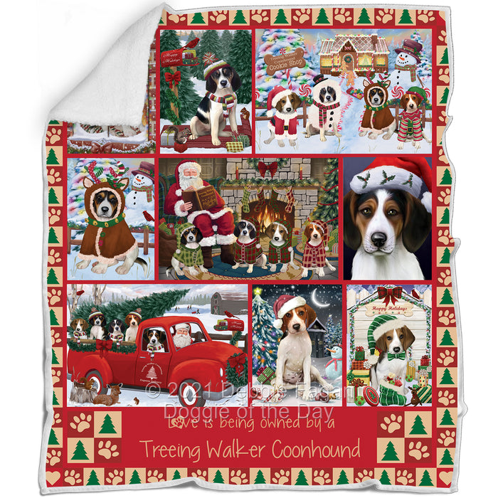 Love is Being Owned Christmas Treeing Walker Coonhound Dogs Blanket BLNKT143505