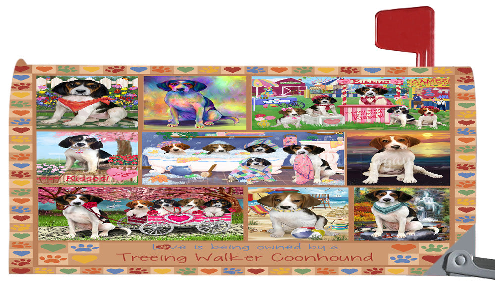 Love is Being Owned Treeing Walker Coonhound Dog Beige Magnetic Mailbox Cover Both Sides Pet Theme Printed Decorative Letter Box Wrap Case Postbox Thick Magnetic Vinyl Material