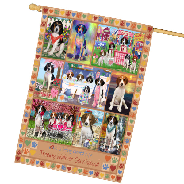 Love is Being Owned Treeing Walker Coonhound Dog Beige House Flag FLG65546