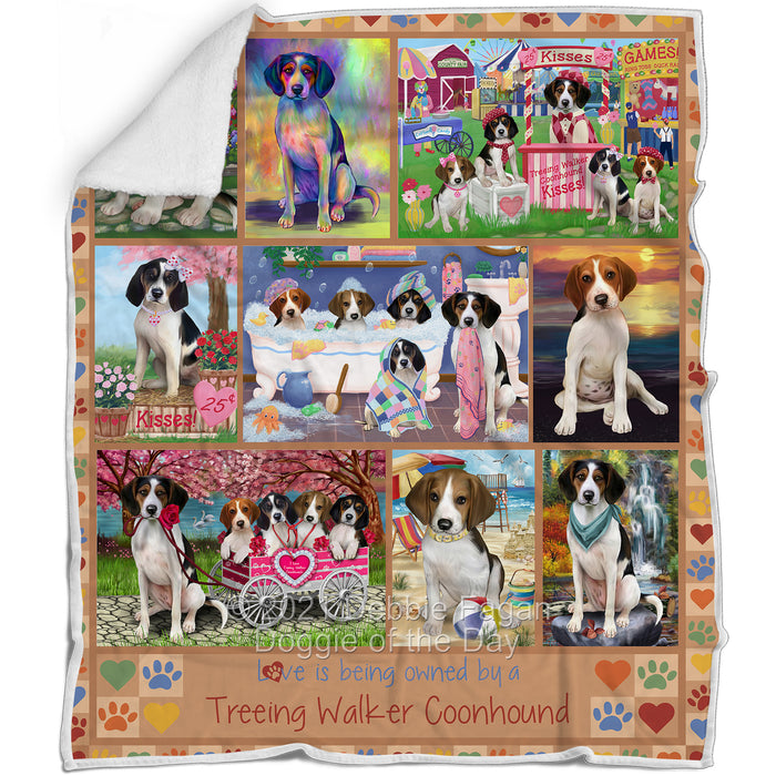 Love is Being Owned Treeing Walker Coonhound Dog Beige Blanket BLNKT138000