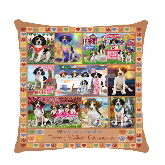 Love is Being Owned Treeing Walker Coonhound Dog Beige Pillow PIL85068
