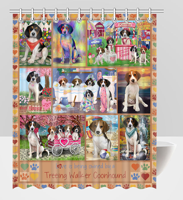 Love is Being Owned Treeing Walker Coonhound Dog Beige Shower Curtain