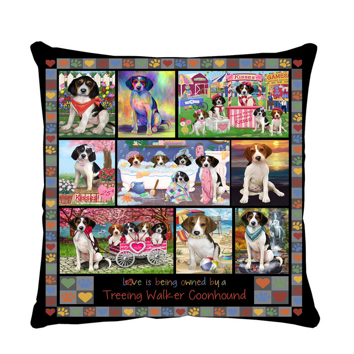 Love is Being Owned Treeing Walker Coonhound Dog Grey Pillow PIL85072