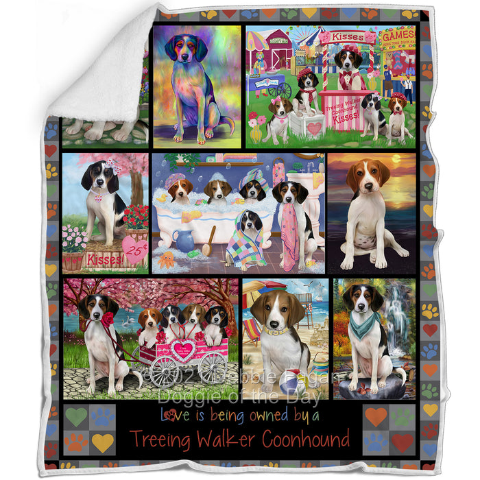 Love is Being Owned Treeing Walker Coonhound Dog Grey Blanket BLNKT138009