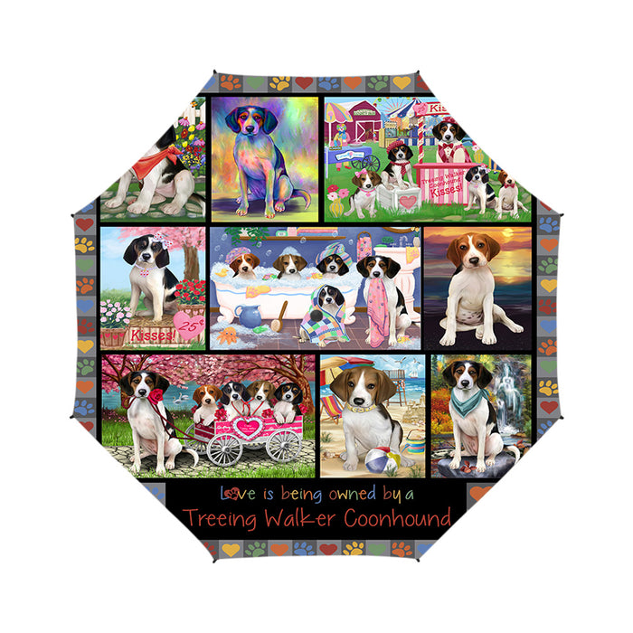 Love is Being Owned Treeing Walker Coonhound Dog Grey Semi-Automatic Foldable Umbrella