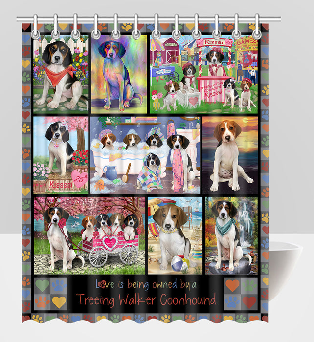 Love is Being Owned Treeing Walker Coonhound Dog Grey Shower Curtain