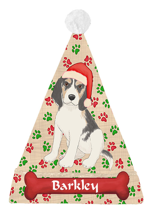 Pet Name Personalized Christmas Paw Print Treeing Walker Coonhound Dogs Santa Hat