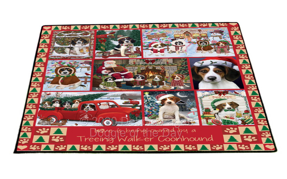 Love is Being Owned Christmas Treeing Walker Coonhound Dogs Floormat FLMS54964