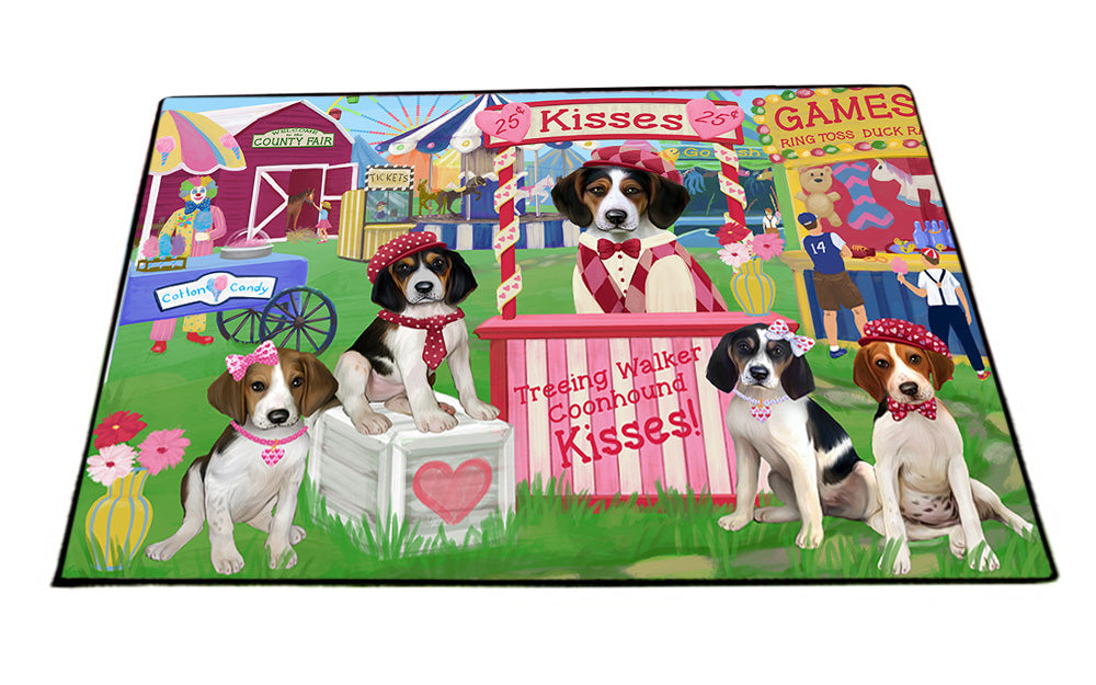 Carnival Kissing Booth Treeing Walker Coonhounds Dog Floormat FLMS53064