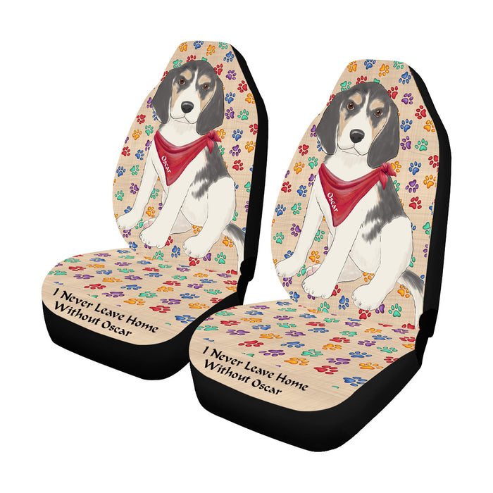 Personalized I Never Leave Home Paw Print Treeing Walker Coonhound Dogs Pet Front Car Seat Cover (Set of 2)