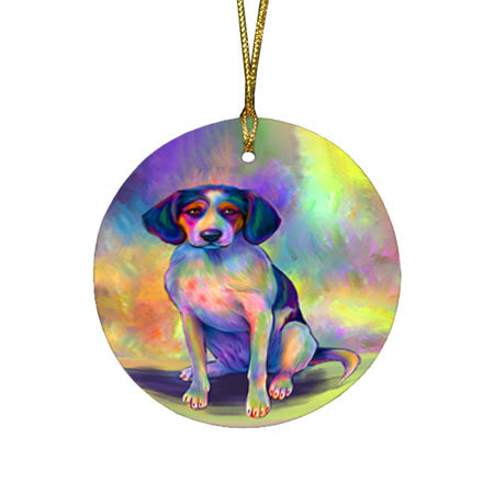 Paradise Wave Treeing Walker Coonhound Dog Round Flat Christmas Ornament RFPOR57097