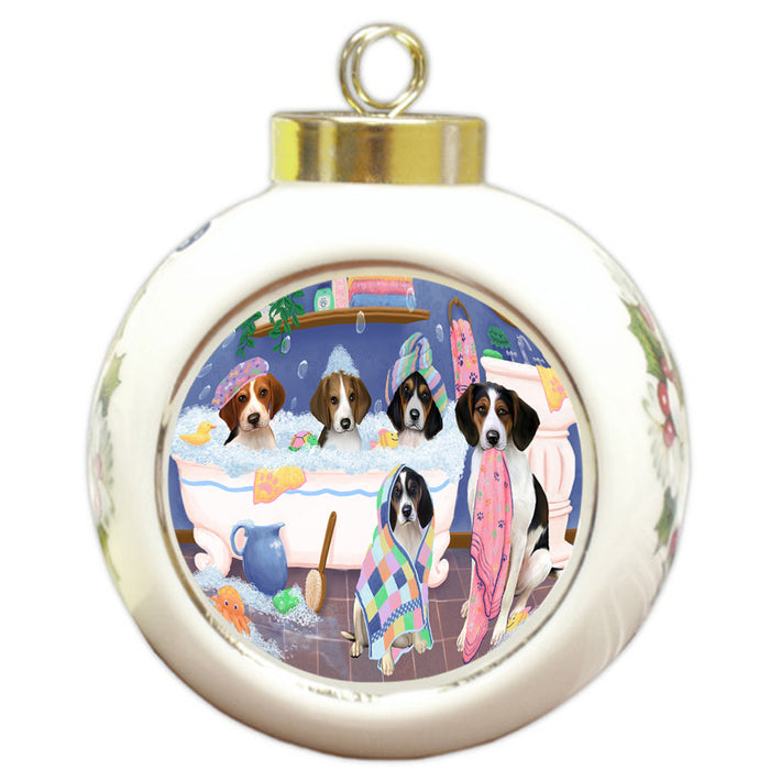 Rub A Dub Dogs In A Tub Treeing Walker Coonhounds Dog Round Ball Christmas Ornament RBPOR57186