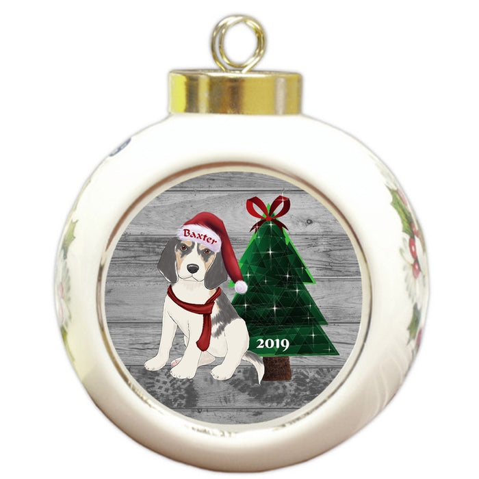 Custom Personalized Treeing Walker Coonhound Dog Glassy Classy Christmas Round Ball Ornament