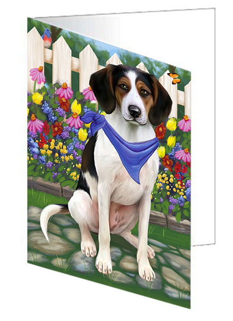 Spring Floral Treeing Walker Coonhound Dog Handmade Artwork Assorted Pets Greeting Cards and Note Cards with Envelopes for All Occasions and Holiday Seasons GCD60569