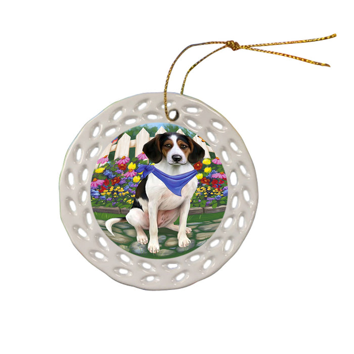 Spring Floral Treeing Walker Coonhound Dog Ceramic Doily Ornament DPOR52180