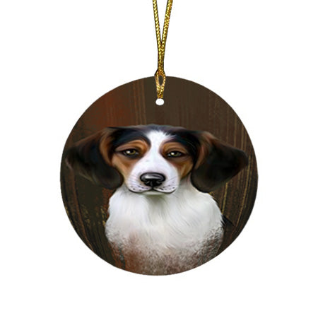 Rustic Treeing Walker Coonhound Dog Round Flat Christmas Ornament RFPOR50482
