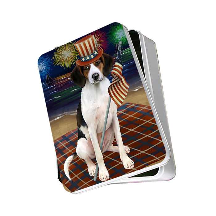 4th of July Independence Day Firework Treeing Walker Coonhound Dog Photo Storage Tin PITN49624