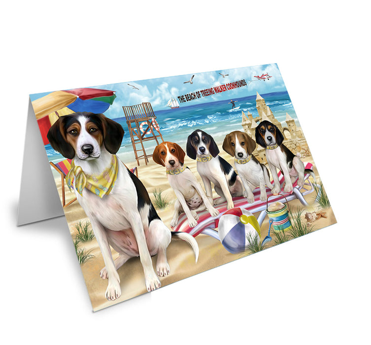Pet Friendly Beach Treeing Walker Coonhounds Dog Handmade Artwork Assorted Pets Greeting Cards and Note Cards with Envelopes for All Occasions and Holiday Seasons GCD54329
