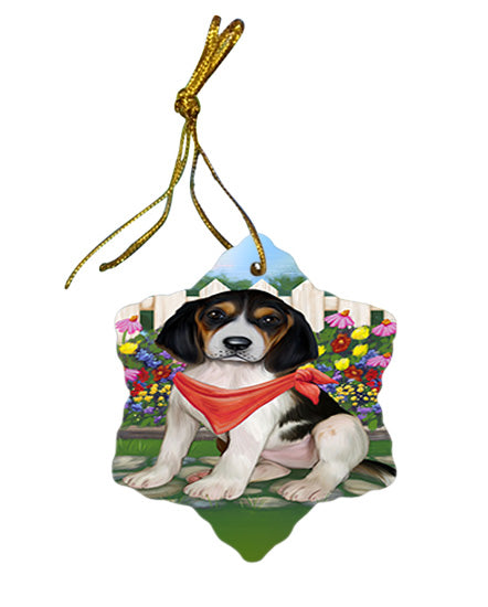 Spring Floral Treeing Walker Coonhound Dog Star Porcelain Ornament SPOR52172