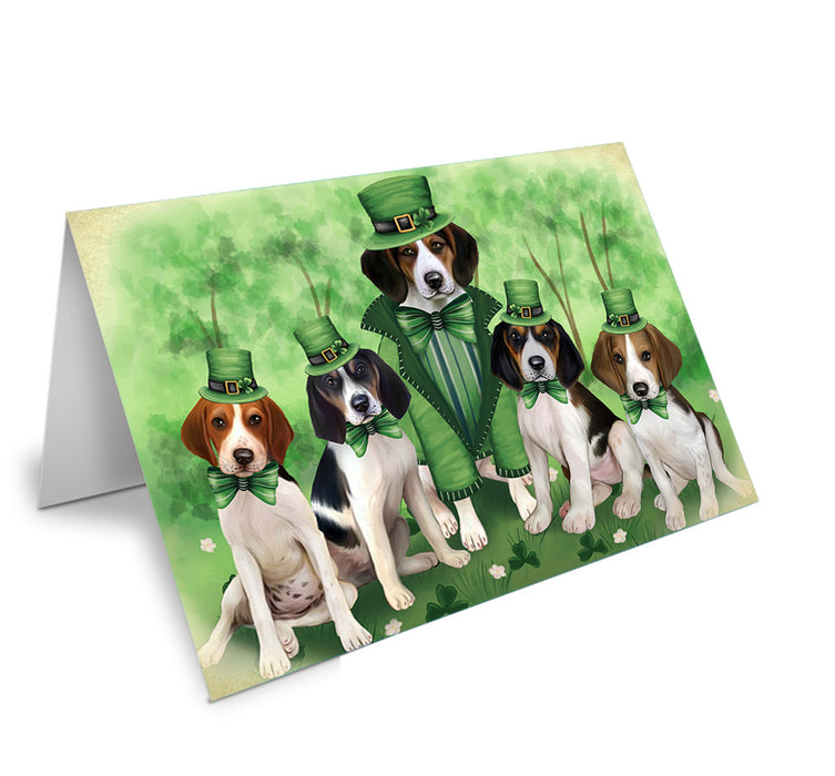 St. Patricks Day Irish Family Portrait Treeing Walker Coonhounds Dog Handmade Artwork Assorted Pets Greeting Cards and Note Cards with Envelopes for All Occasions and Holiday Seasons GCD52286